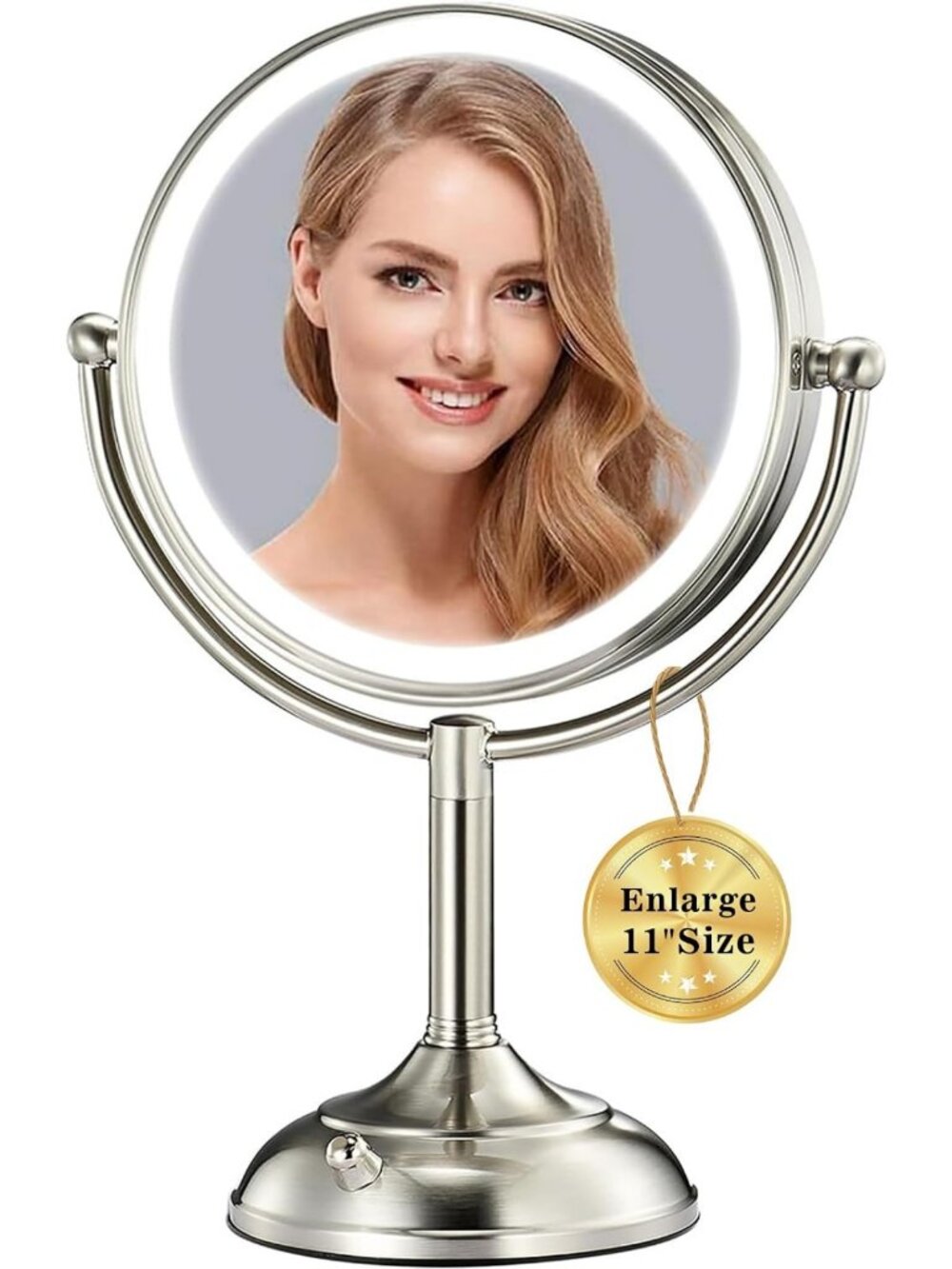 Extra Large 11.8” Lighted Makeup Mirror - 3-Sided, 1X/5X/10X Magnification